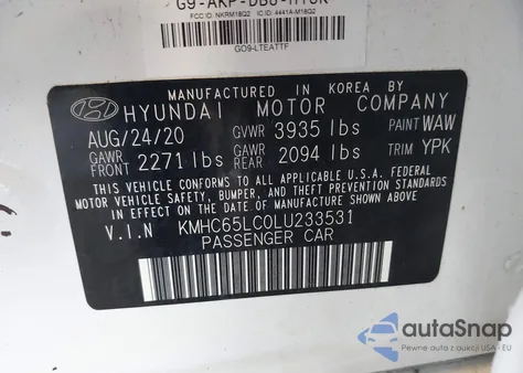 2020 Hyundai Ioniq Hybrid Blue from USA, damaged, VIN KMHC65LC0LU233531